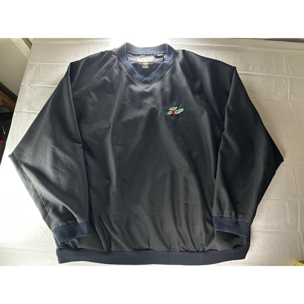 VTG 7UP Soda North End Pullover Windbreaker Jacket Mens 2XL‎ Navy Embroidered
